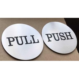 Yuktha Eternals 2" Inch Round Push Pull Door Signs (Brushed Silver) 304 Grade Stainless Steel (Pack of 1)