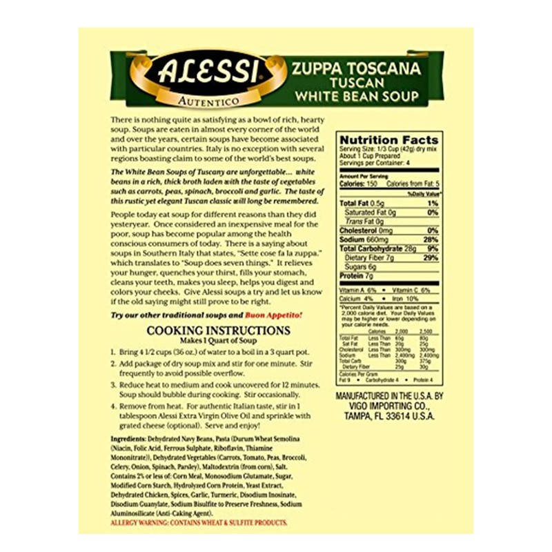 Alessi Autentico Premium Soups, Traditional Flavors, 6oz (Tuscan White Bean,