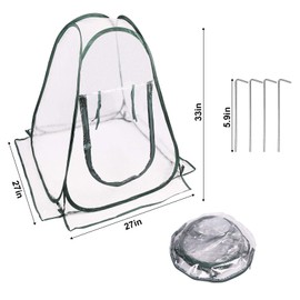 Pop up Greenhouse Cover, Transparent PVC Mini Small Grow Plant House Tent, Gardening Flowerpot Warm Room Backyard Flower Shelter for Indoor Outdoor (27"x27"x31" )