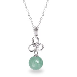 Petaloid Jade Necklace Pendants Necklace Gift for Mom Green Jade Necklace Petaloid Crystal Zircon 925 Sterling Silver Necklace for Women Elegant Jewelry Party Wedding Gift for Her (Design-D)