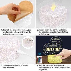 Melofo Gift for My Mom 3D Illusion Night Light with Gift Box 16 Colors 4 Modes Remote & Touched Control for Mum Wife Grandma Gift for Birthday Holiday Bedroom LED Light for Mother Thanksgiving Day