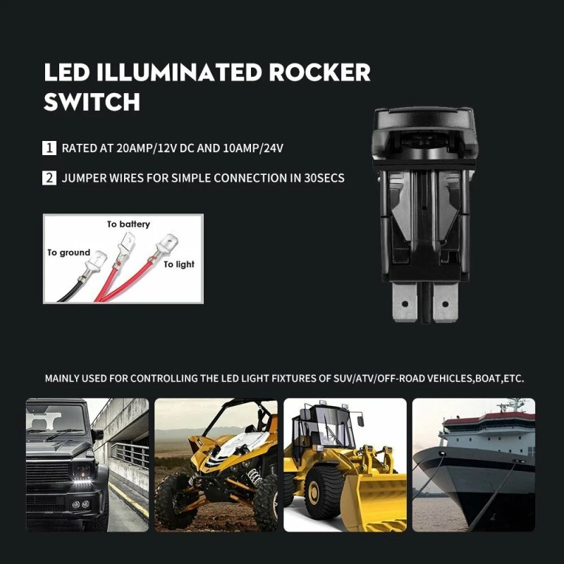 Lighting-likes 12V 40A LED Work Fog Light Bar Wiring Harness