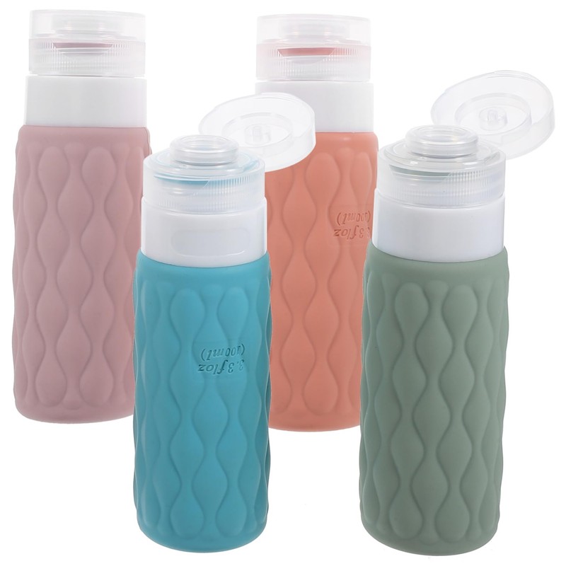 WOONEKY 4pcs Travel Bottles for Toiletries Includes Cherry Blossom with