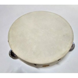 AP HAND MADE 8" WOOD FRAME TAMBOURINE w/CALF SKIN HEAD SINGLE ROW OF JINGLES