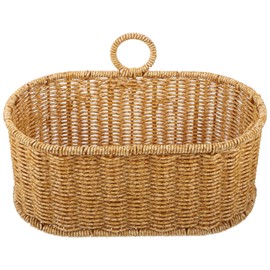 Kichvoe Woven Wicker Baskets Plastic Wall Hanging Basket With Small Handle, Hanging Wall Vegetable Fruit Basketsfor Kitchen And Bathroom Balcony Garden,11.00x6.68x6.09in