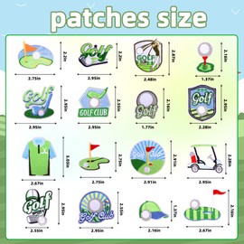 Golf Iron on Patches for Hat 16Pcs Sew on Embroidered Golf Club Decorative Applique for Clothes,Bags,Jackets,Backpacks Heat Press