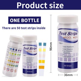 50 Stück Pool Teststreifen,Pool Tester Ph Und Chlor,5 In 1 Pool-Teststreifen Für Spa,Wert Test Wassertester Pooltester Für Spa,Streifen Messgerät