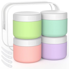 ME.FAN Travel Containers for Toiletries, TSA Approved 2 oz Silicone Cream Jars, Leak-proof Travel Size Containers, Travel Accessories with Lid for Cosmetic Face Hand Body Cream 4 Pack Bright