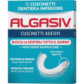 Algasiv Cuscinetti Adesivi Per Dentiera Inferiore, Dura Tutto Il Giorno e Protegge Le Gengive, Tenuta 20 Volte Più Forte, 15 Pezzi