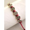 Saint Benedict Red Cord Rosary Bracelet with (10) Silver Tone