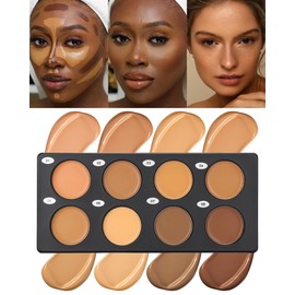 Cream Contour Palette Makeup, Long Lasting Full Coverage Concealer for Black Women, Contouring Foundation, Sculpt & Highlighting, Blendable Bronzer Concealer for Correct Dark Circles, Blemish, 0.84 oz