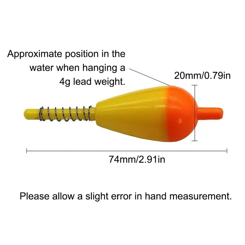 20 Pcs Fishing Floats Bobbers, Spring Bobbers 3g Plastic Floats
