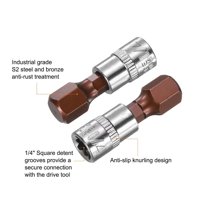 sourcing map 5pcs H10 Hex Bit Socket 1/4" Square Drive