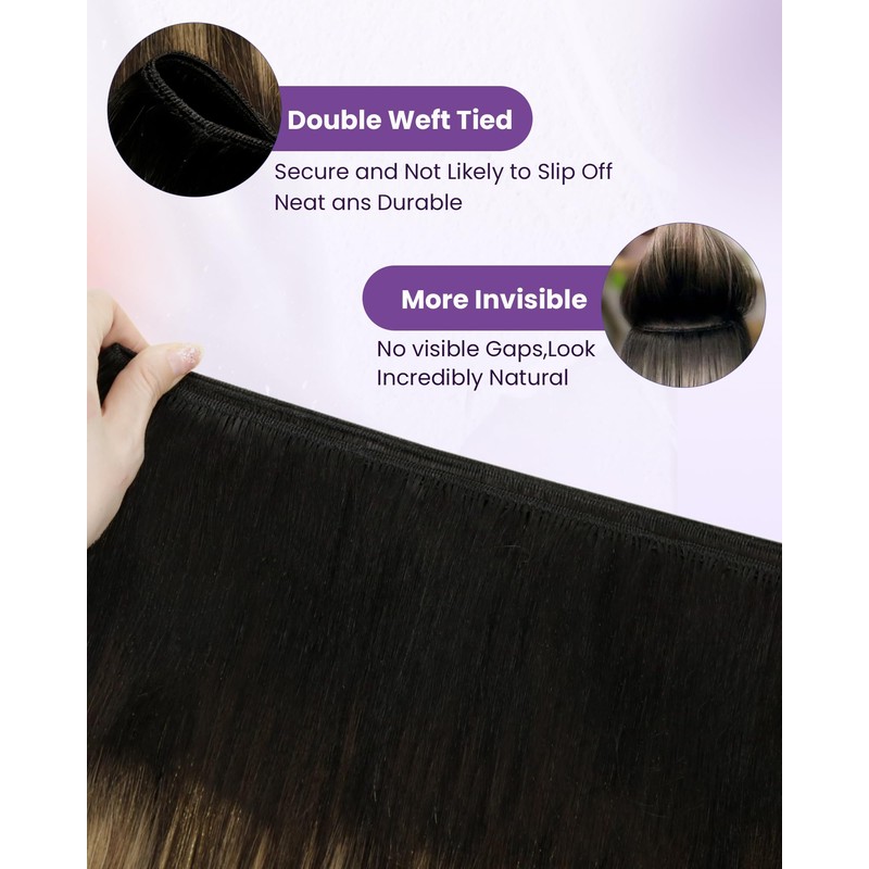 LaaVoo Blonde Hair Extensions Real Human Hair Weft 100g 22