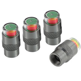 ST Shengtuo 2.5-2.8bar/36-40 PSI Car Tire Pressure Monitor Valve Stem Caps Sensor Indicator Easy to Read 3 Color Eye Alert, Aluminum Alloy CNC Machining，Pack of 4