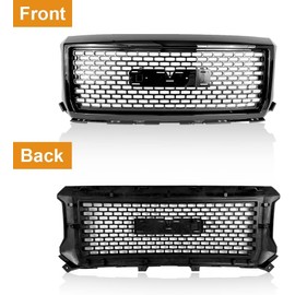 MATMACRO Gloss Black Grille For GMC Sierra 1500 Front Bumper Denali Style Grill 2014 2015