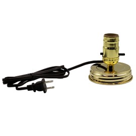 Creative Hobbies DIY Mason Jar Lamp Making Kit - Gold Color Lid & Socket Great for Lamp Conversion, Fits Wide Mouth Canning, Fruit, Mason Jars, Pre-Wired and Easy to Use