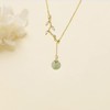 LOOYUUPEE Natural Hetian Jade & Zircon Necklaces for Women, Leaf