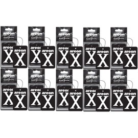 AREON X Autoduft Schwarz Kristall Auto Lufterfrischer Aufhänger Anhänger Spiegel Pappe 2D (Set Pack x 10)
