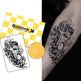 Boldink Temporary Tattoos,Semi Permanent Tattoos,15 Days Long Lasting Tattoo Stickers,Waterproof and Anti-reflective,Unique Design(Neptune & Octopus)