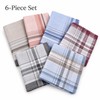 6-Piece Men's Plaid and Striped Handkerchief Set – Classic Polyester-Cotton