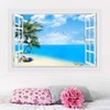 Mendom Fake Windows Wall Sticker, Removable 3D Beach Seascape Faux