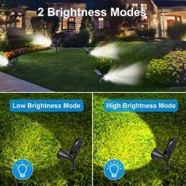 T-SUN (2 Pack LED Solar Spotlight, Waterproof Outdoor Security Garden Landscape Lamps, 180°Angle Adjustable,Daylight 6000K, Auto-on at Night/Auto-Off by Day for Tree, Yard,Lawn,Pathway.