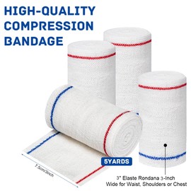 Premium Elastic Bandage Wrap 3 Inch Stretch Compression Bandages with Closures Clips for Wrist, Ankle, Foot, Knee, Elbow, Shoulder 12 Pack 7.5cm x 4.5m