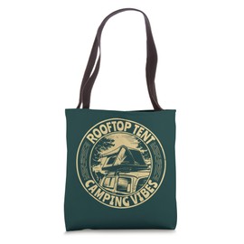 Retro Rooftop Tent Camping Vibes Badge Design Tote Bag