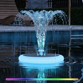 GGII 1-Pack Solar Fountain with RGB Lights 3.5W Solar Powered Bird Bath with 6 Nozzle and 4 Fixed Pipes for Pool Garden Pond and Fish Outdoor