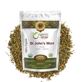 Organic Way St. John's Wort Whole (Hypericum perforatum) - Herbal Tea | European Wild-Harvest | Organic, Kosher & USDA Certified | Vegan, Non GMO & Gluten Free | Origin - Albania (1/4LBS / 4Oz)