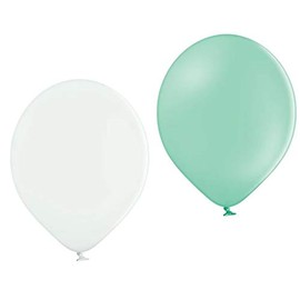 50 Organic Balloons 25 Mint & White Quality Balloons 27 cm Diameter (Standard Size B85) Biodegradable Helium Suitable Decorative Balloons