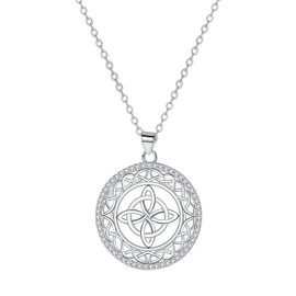 Hifeeled Celtic Knot Chain Women's 925 Sterling Silver Pendant Necklace with Hypoallergenic Adjustable Chains 45 cm + 5 Original for Women Jewellery Gift, Sterling Silver Cubic Zirconia, Cubic
