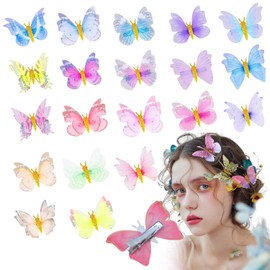 Esshogo 20 Stück Schmetterling Haarspangen, Deko Schmetterlinge mit Clip, Mini Schmetterling Haarklammer bunte, Moving butterfly hair clips, Deko schmetterlinge mit clip, Butterfly clip haarreif