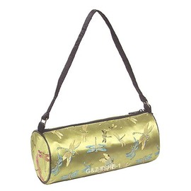 Small Handy Brocade Cosmetic Bags - Green Dragonfly Print