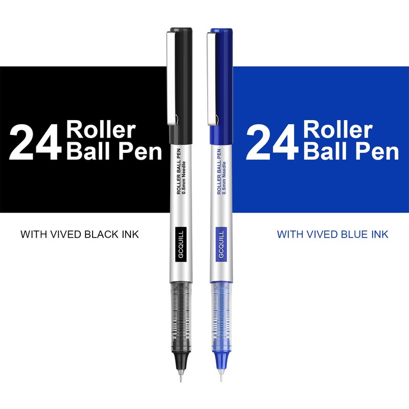 GC QUILL 48 Rollerball Pens 0.5mm Needle Point Black Liquid
