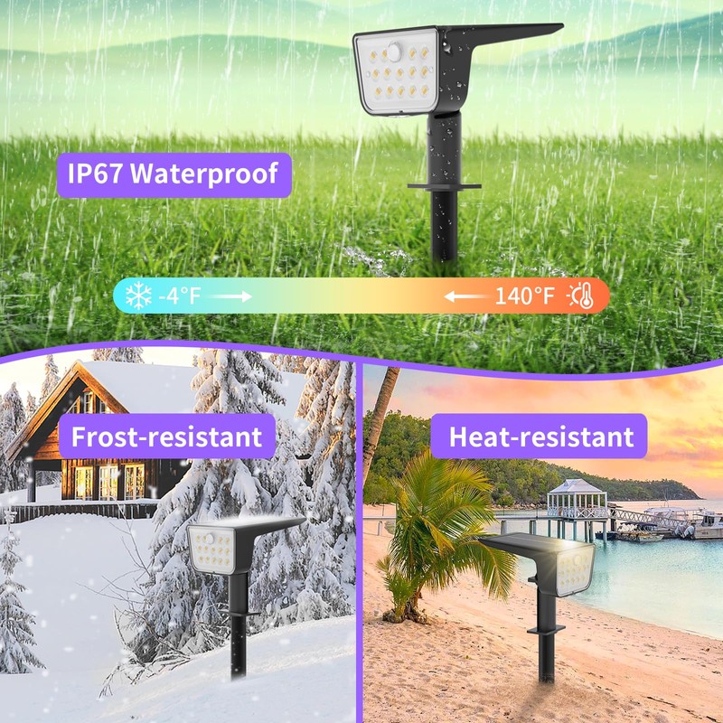 Solar Spot Lights Outdoor Motion Sensor: 2 Pack Solar Outdoor
