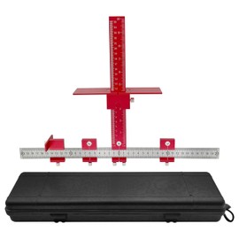 ShineUs Cabinet Hardware Jig Tool，for Handles and Knobs Drawer Guide Jig on Doors and Drawer Fronts - Red All Aluminum Box