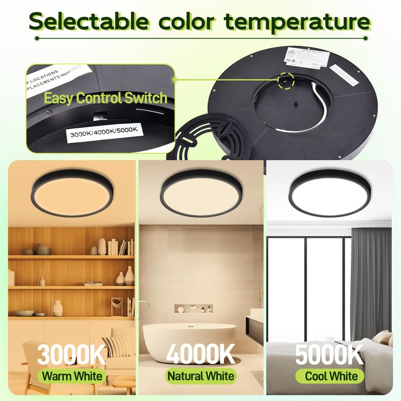 hykolity 9 Inch Selectable CCT LED Round Flat Panel Light,