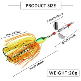 Spinnerbait Bass Fishing Lures Kit,6pcs Spinner Baits Bass Fishing Lures Buzzbait Swimbait Colorado Blades Spinnerbait for Trout Salmon Pike Walleye Crappie Saltwater Freshwater (Type A)