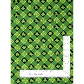 Andover St Patricks Fabric Shamrock Check Black Gr Threes A Charm Cotton Andover By Yard
