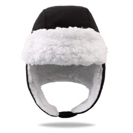 PESAAT Warm Baby Winter Hats for Girls Toddler Trapper Hat Fleece Kids Boys Earflap Beanie (Black, 6-24 Months)