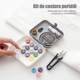 BELCHERCC5 Kit de Costura, Kit de Costura Portátil, Mini Costurero con Hilo de Coser, Aguja de Coser y Enhebrador. Ideal para remendar ropa sobre la marcha, costura de emergencia-blanco(S)