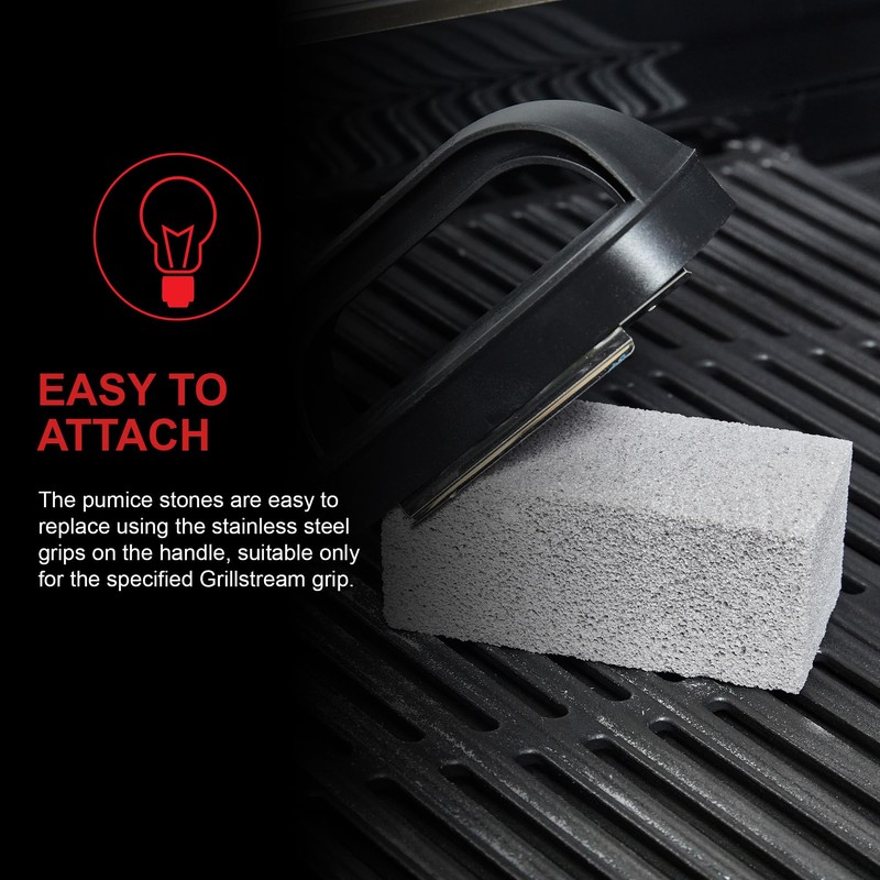 Grillstream Barbecue Cleaning Stone Replacement, Natural Pumice, Easy-Attach for Deep