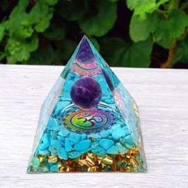 ycyingcheng Moonstone Crystal Orgone Pyramid, Ogan Crystal Energy Tower, Nature Reiki Chakra Crushed Stone Jewelry, Crystal Pyramid (Sky 3)