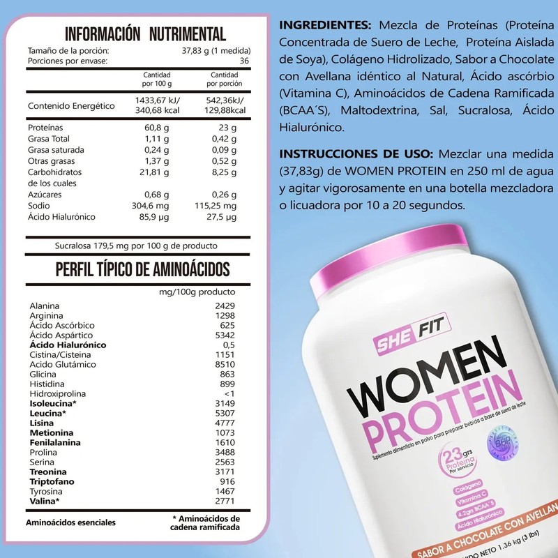 Bhp Women Protein Choco Avellana Low Carb Suero Leche 3lb