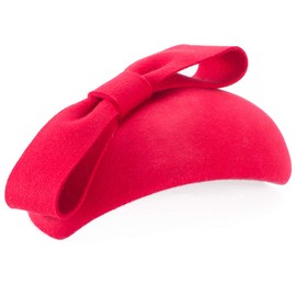 Lawliet Teardrop Women 1940s Wool Felt Fascinator Hat Bow Tam Beret Casque A568 (Red)