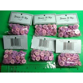 (6) DRESS IT UP COLOR ME LILAC CRAFT EMBELLISHMENT BUTTON LOT