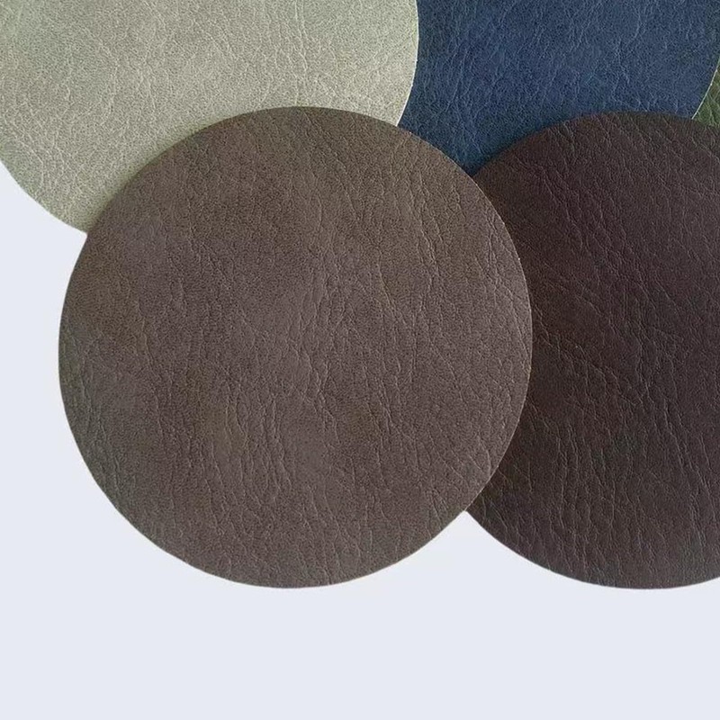 6 PCS Coffee Leather Coasters 10cm Round Leather Cup Mats