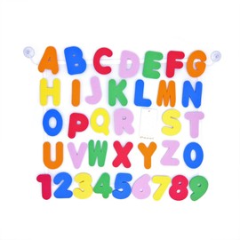 Paizizi Bade Buchstaben Zahlen Schaum 36-teiliges Alphabet Badespielzeug mit Netz Organisator (45x35cm)